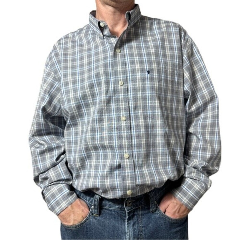 IZOD Button Down Casual plaid shirts for men